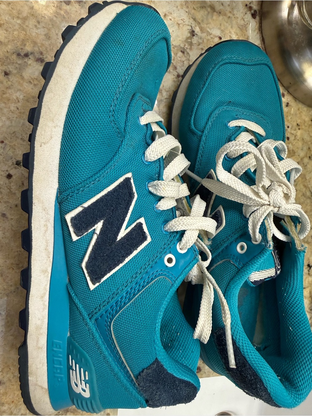 New Balance Teal and Navy Kids' Athletic Sneakers